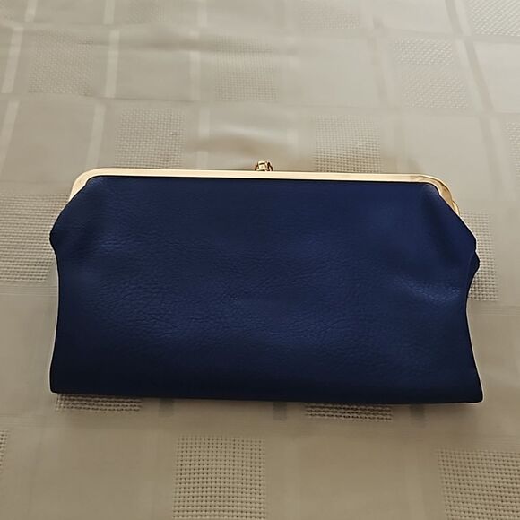 Ampere Creations Vegan Leather Clutch Purse Royal Blue & Gold - Picture 2 of 16